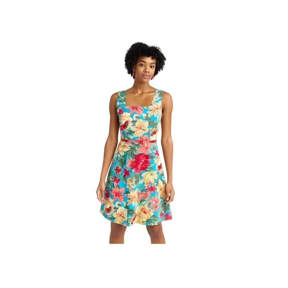 Sangria Size 10 floral sundress knee length .